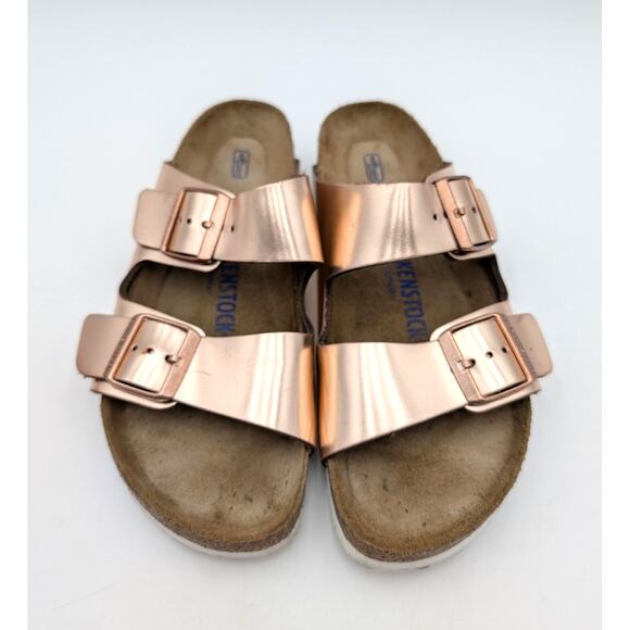 Birkenstock Arizona Soft Footbed Sandal Unisex Metallic Copper Sz US W8/M6 EU39 - Picture 14 of 16